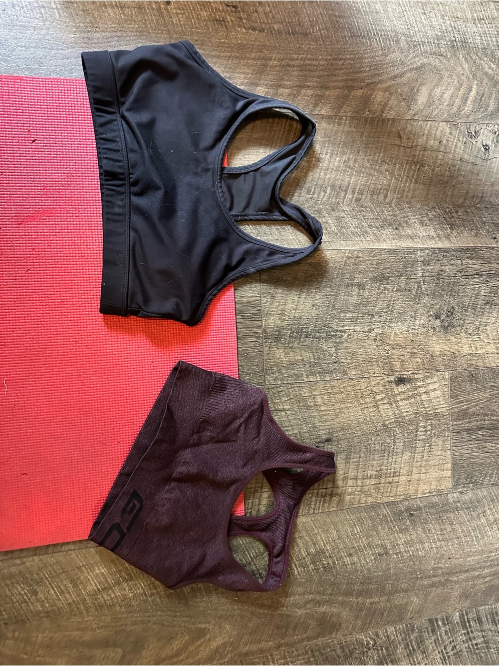 Black and Deep Berry Women's Sports Bras - Comfortable Support